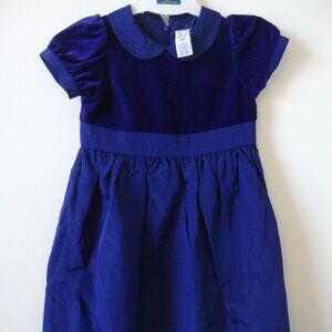 Gymboree Girls Blue Satin & Velvet Dress - Size L -  New w/o Tags - 1990's NOS